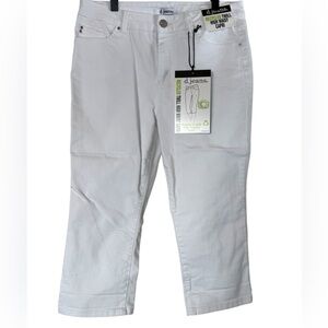d. jeans Recycled Twill White High Waist Capri
